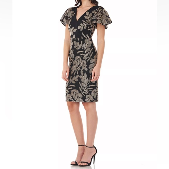 JS COLLECTION Womens Black Flutter Knee Length Formal Dress - New Tag - Reemoly - Picture 3 of 16